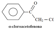Exemplo de composto (α-cloroacetofenona) usado como gás lacrimogênio