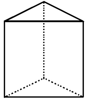 O prisma de base triangular possui 5 faces, 6 vértices e 9 arestas